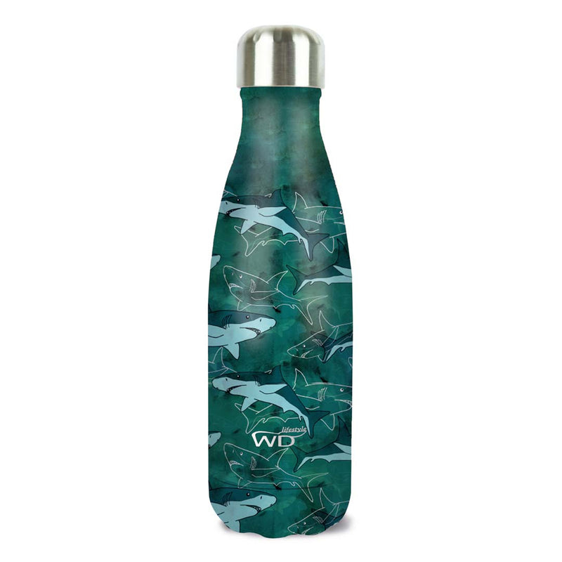 Bottiglia termica in acciaio inox doppia parete 400 ml decoro con Squali