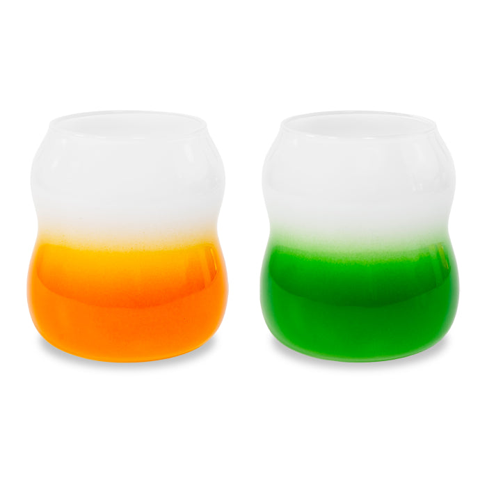 Set 2 bicchieri acqua 450 ml. Colori arancione e verde.
