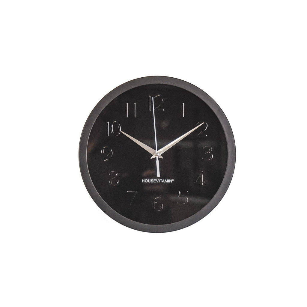 Orologio da parete nero in metallo e vetro, 25x4,2x25 cm