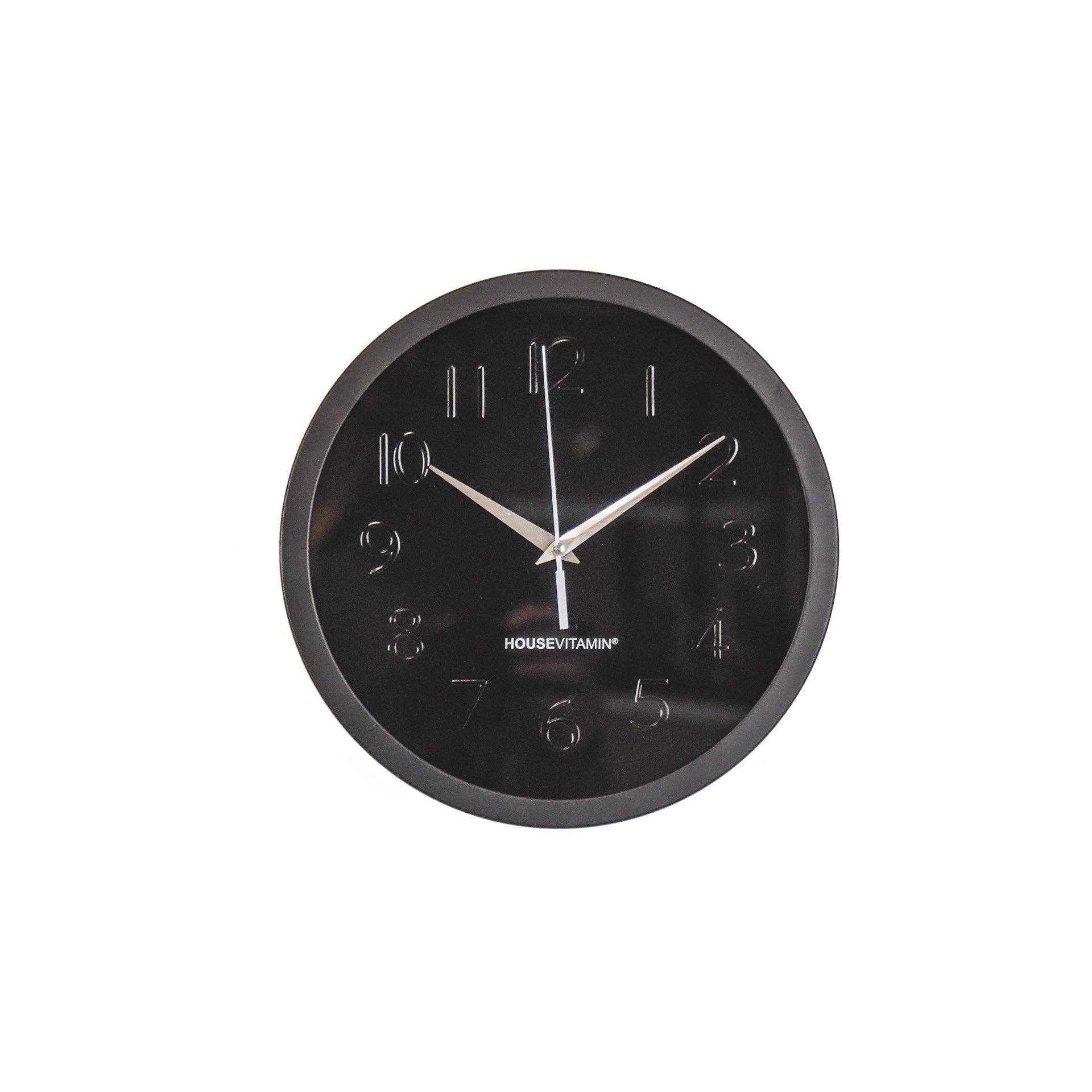 Orologio da parete nero in metallo e vetro, 25x4,2x25 cm