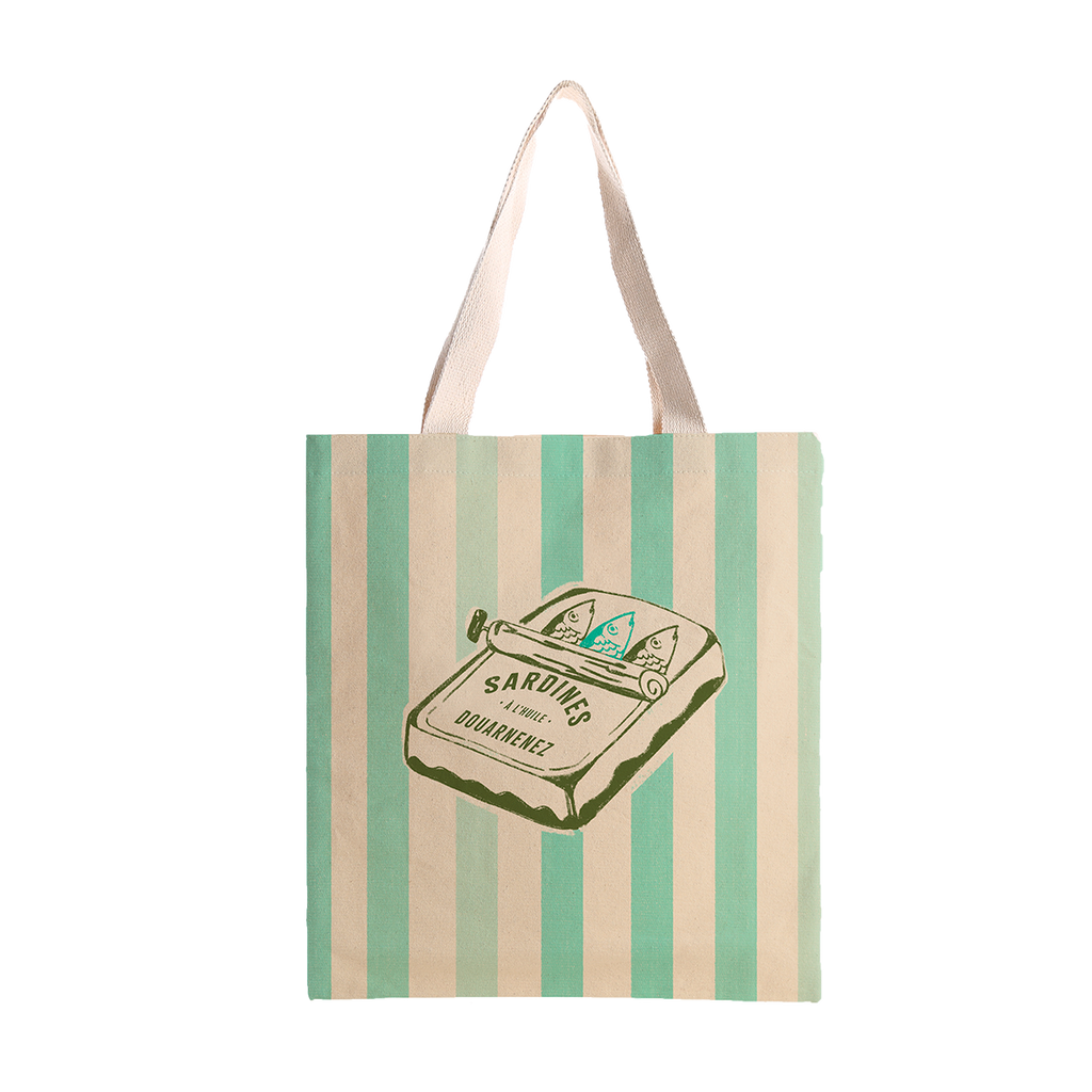 Borsa tote personalizzabile in cotone 100% con sardine: Giallo