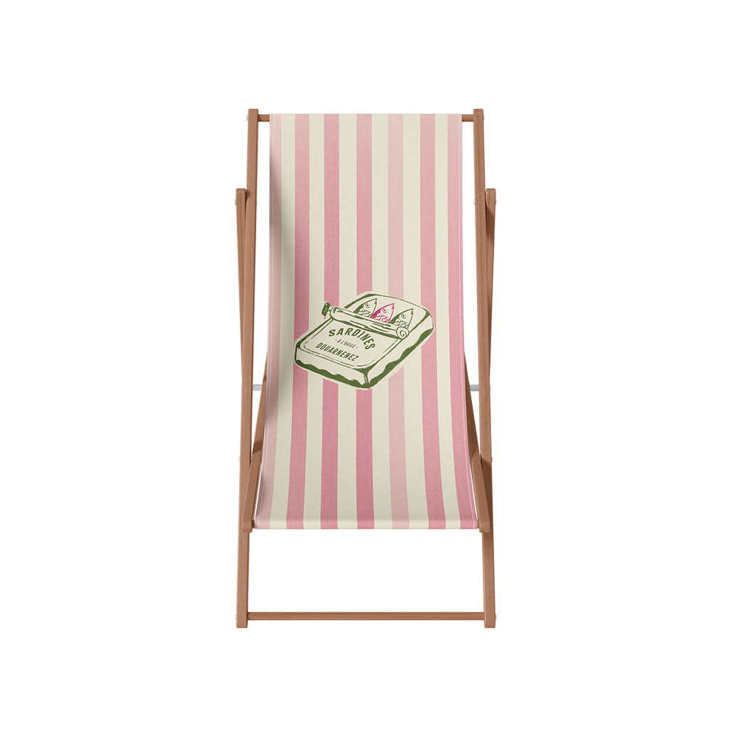 Sedia da giardino in legno e poliestere personalizzabile - Sardine: Rosa / Tela + Telaio in legno