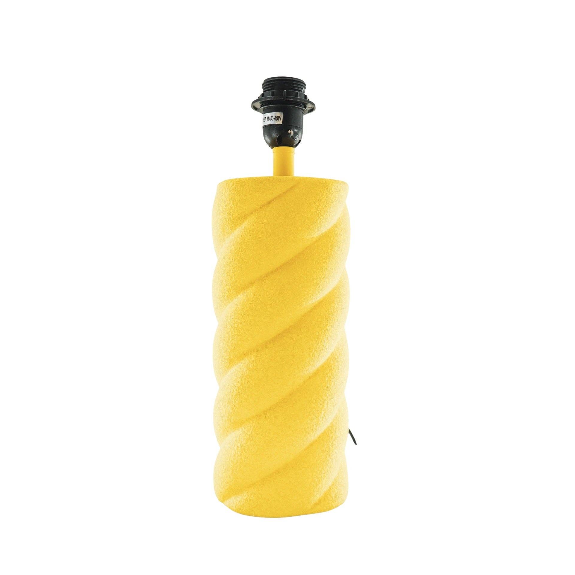 Lampada da tavolo in ceramica giallo neon con attacco E27 - 12x12x28 cm