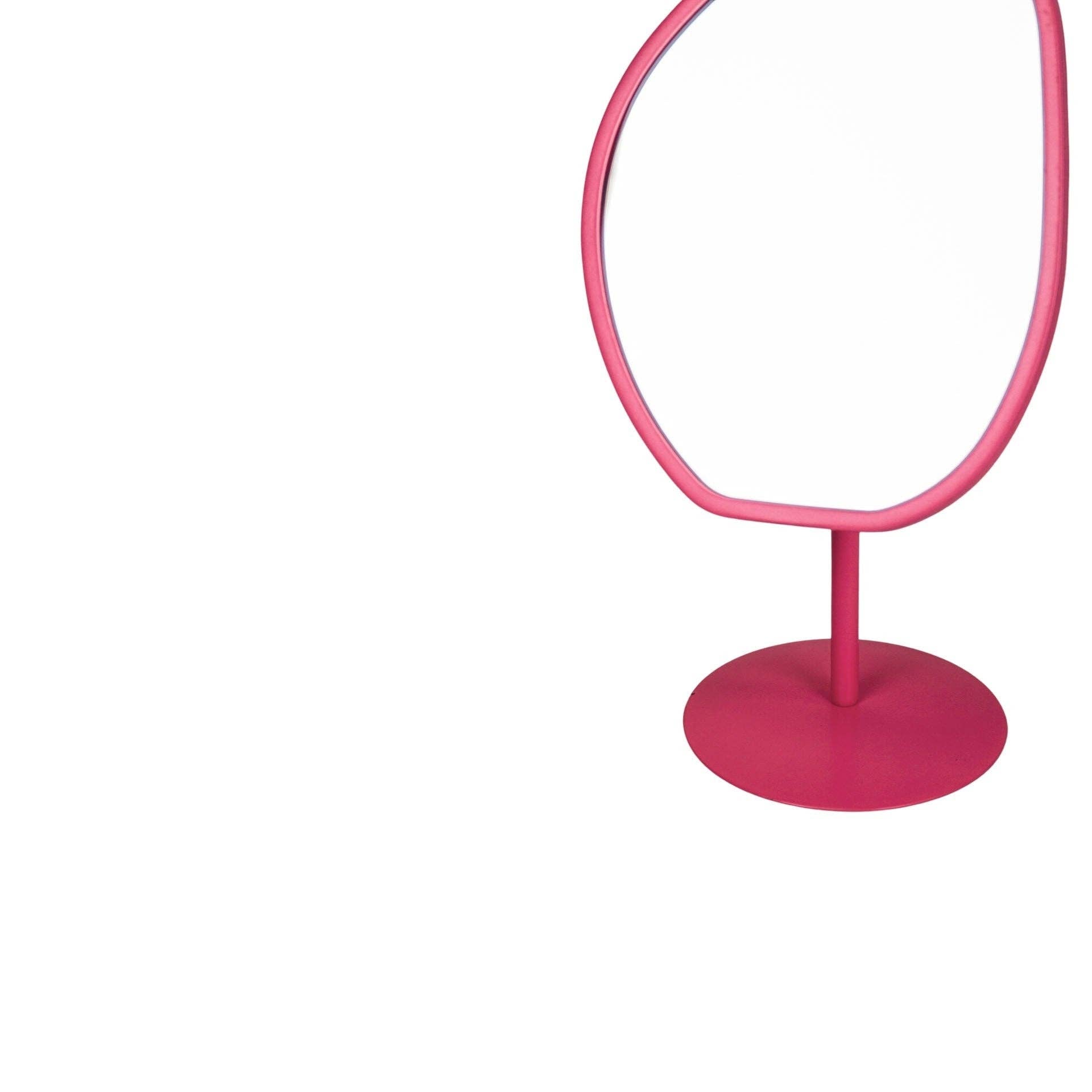 Specchio da trucco rotondo rosa - 16,5 x 12 x 31,5 cm