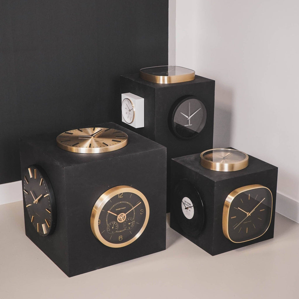Orologio HV Quadrate Stripes - Nero -29x4,3x30 cm