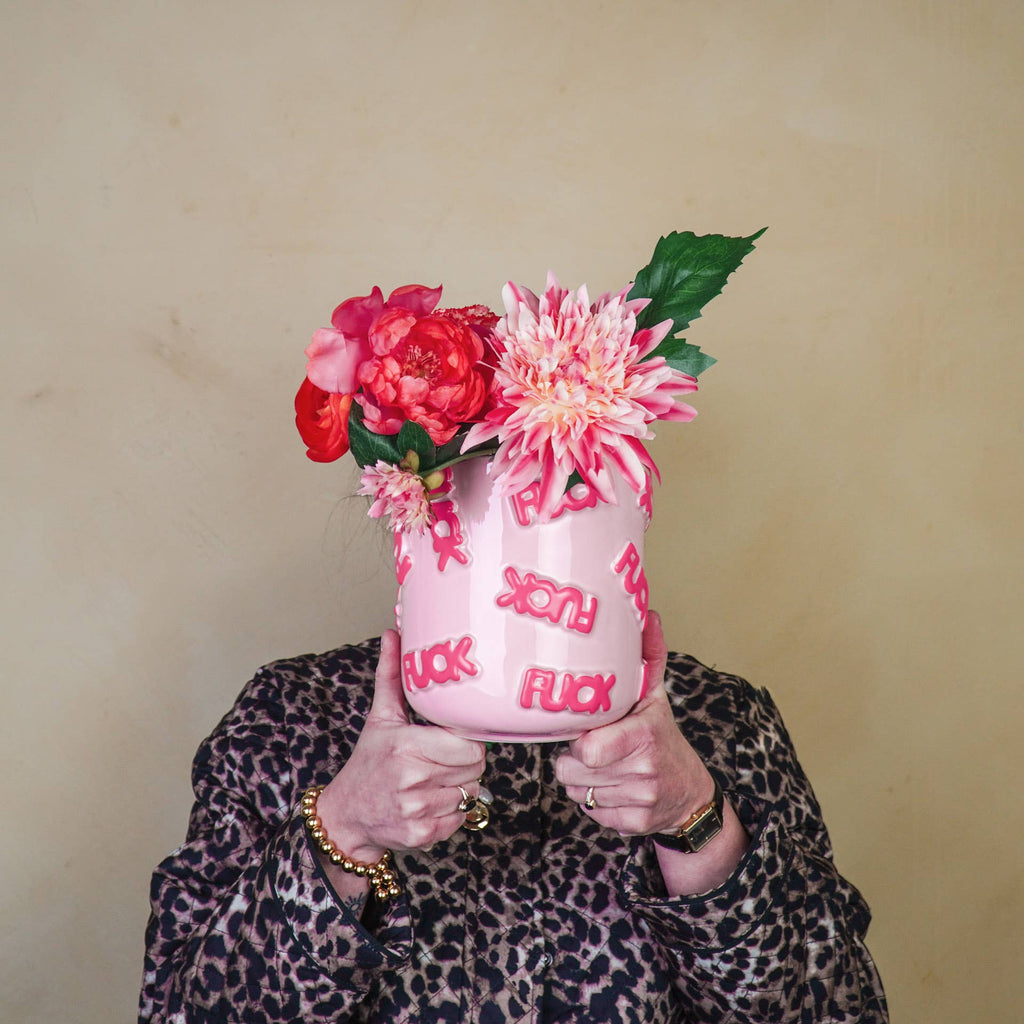 Vaso da fiori 'FUCK' - Ceramica - Rosa chiaro / Rosa neon
