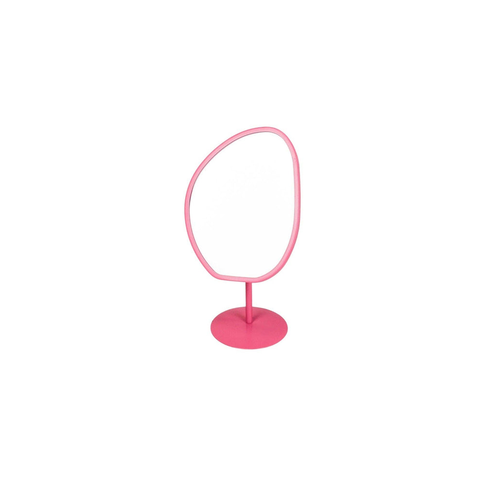 Specchio da trucco rotondo rosa - 16,5 x 12 x 31,5 cm