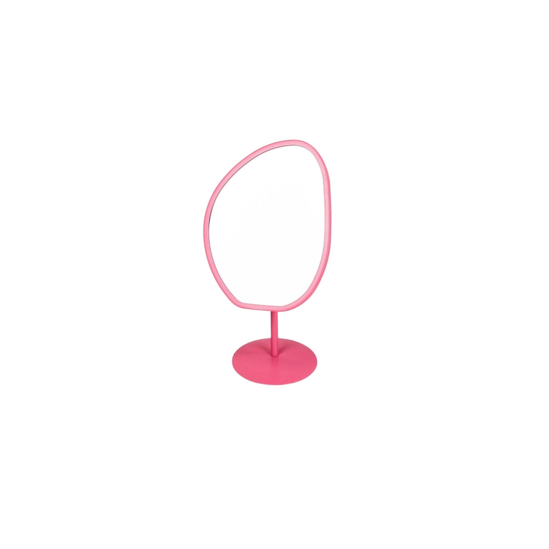 Specchio da trucco rotondo rosa - 16,5 x 12 x 31,5 cm