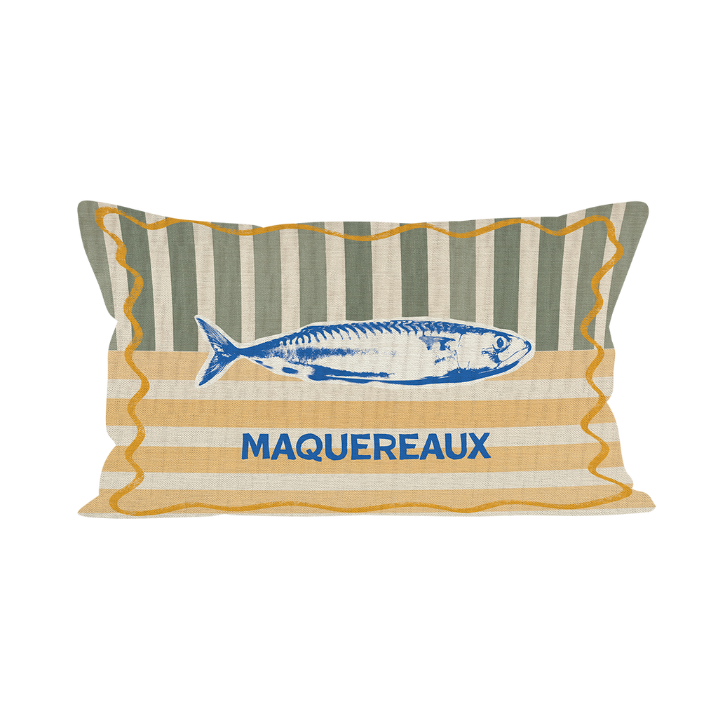 Cuscino decorativo estivo a forma di pesce/sgombro in poliestere: 40 x 40 cm