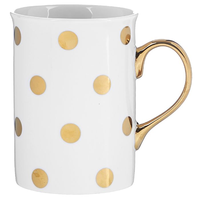 Pois piccoli Set 2 tazze new bone china pois con manico dorato 310 ml