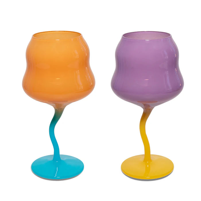 Set 2 calici cocktail. Capacità 450 ml. Colori Arancione e Azzurro, Viola e Giallo.