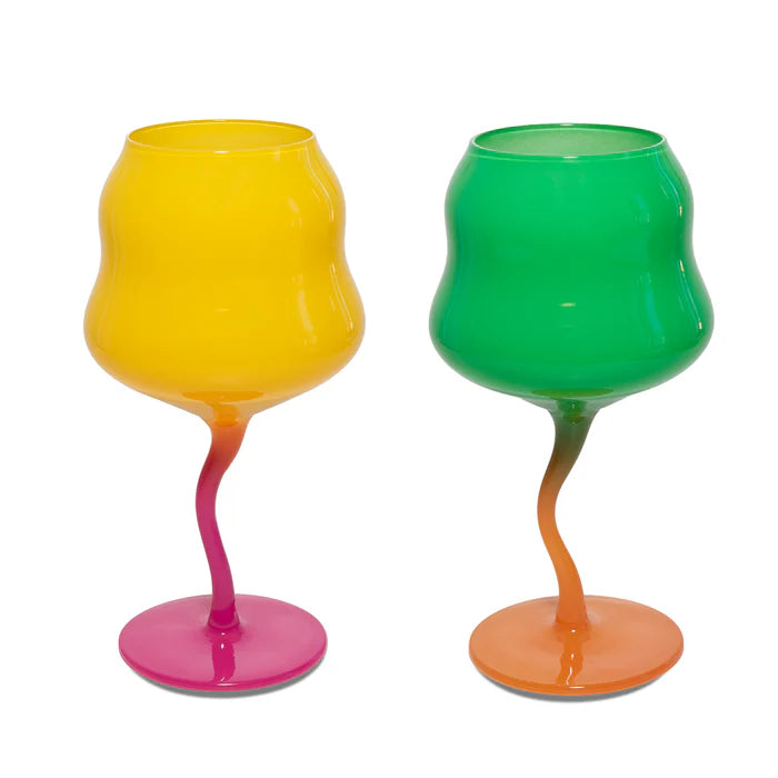 Set 2 calici cocktail. Capacità 450 ml. Colori Giallo e Rosa, Verde e Arancione.