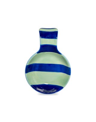 Poggiamestolo in stoneware. Dimensione: 17,3 x 12 x 3,2 cm. Colore verde e blu.
