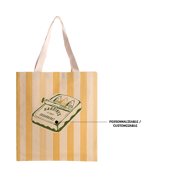 Borsa tote personalizzabile in cotone 100% con sardine: Giallo