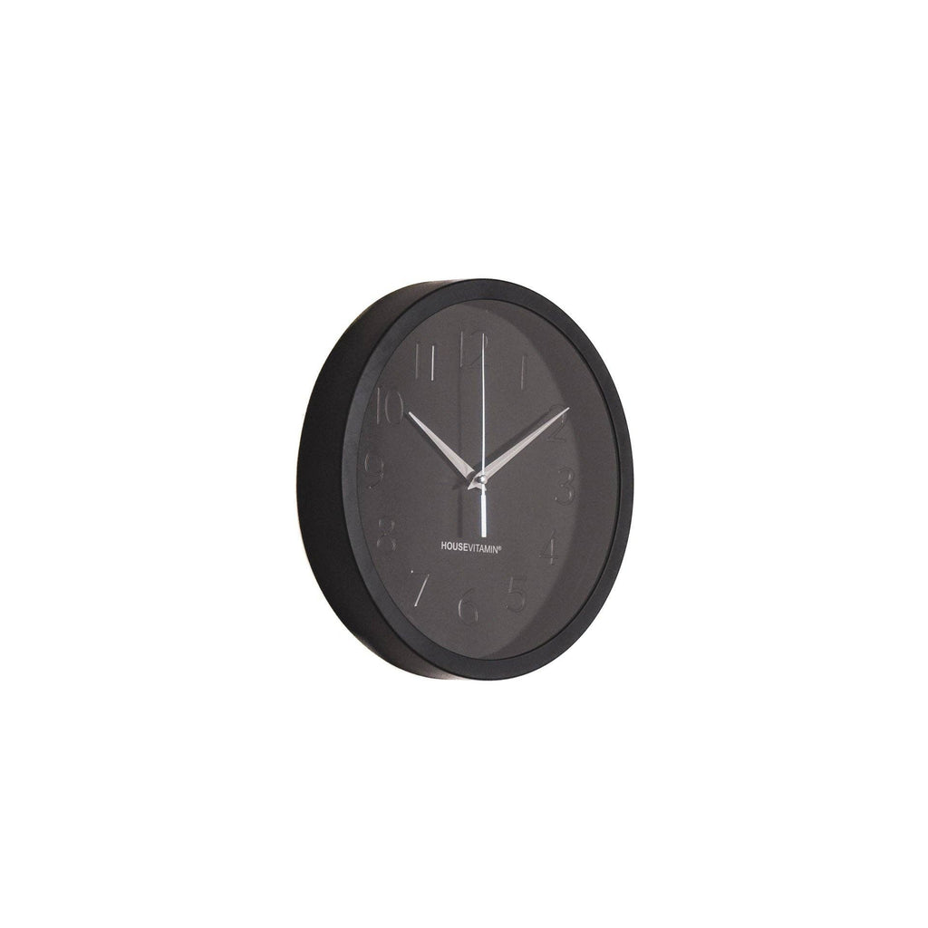 Orologio da parete nero in metallo e vetro, 25x4,2x25 cm