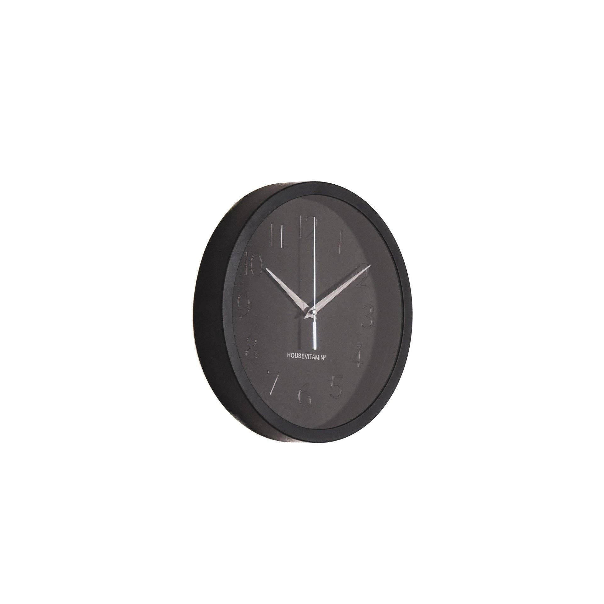Orologio da parete nero in metallo e vetro, 25x4,2x25 cm