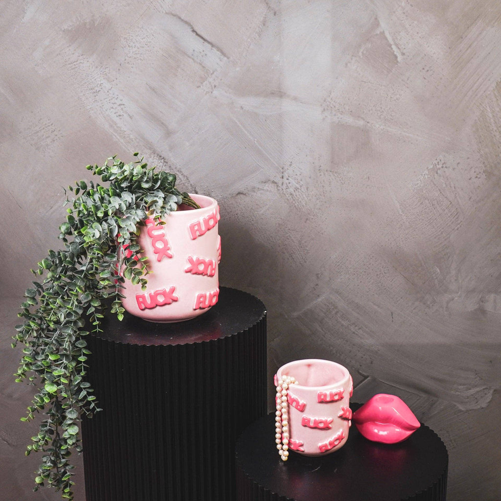 Vaso da fiori 'FUCK' - Ceramica - Rosa chiaro / Rosa neon