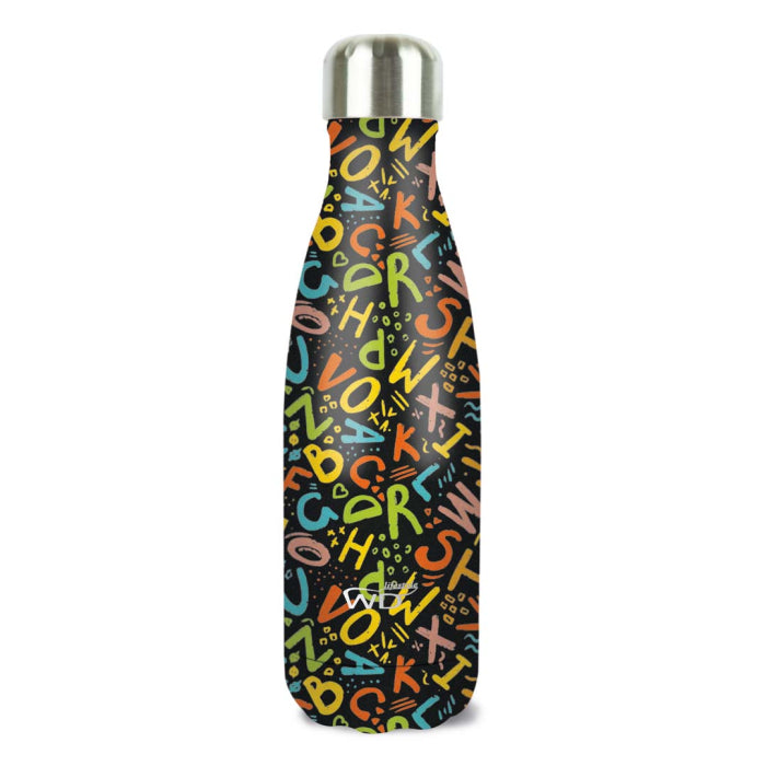Bottiglia termica in acciaio inox a doppia parete 400 ml decorata con Lettere