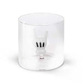 Bicchiere in vetro borosilicato con soggetto in vetro colorato all'interno figura Mano