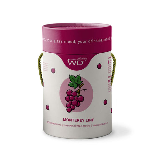 Acetiera in vetro borosilicato con decoro in vetro colorato con figura grappolo d'uva