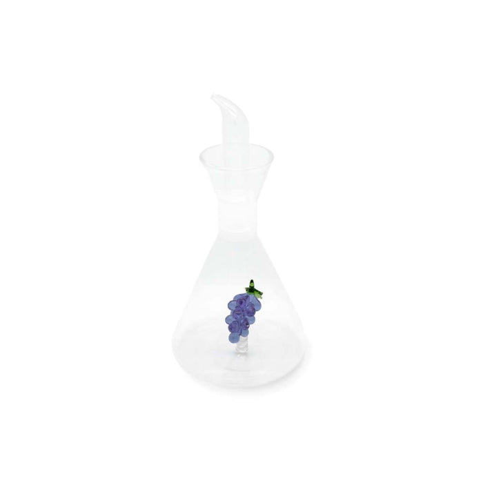 Acetiera in vetro borosilicato con decoro in vetro colorato con figura grappolo d'uva