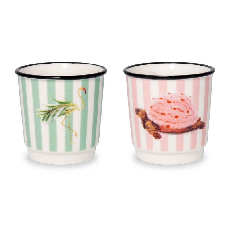 Set 2 bicchierini caffè - Fenicottero e tartaruga