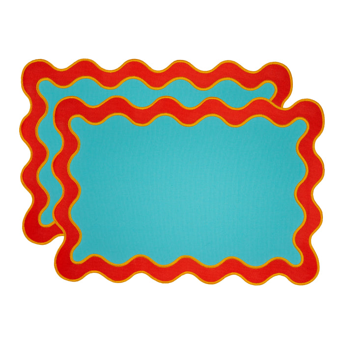 Set 2 tovagliette in cotone. Colore rosso.